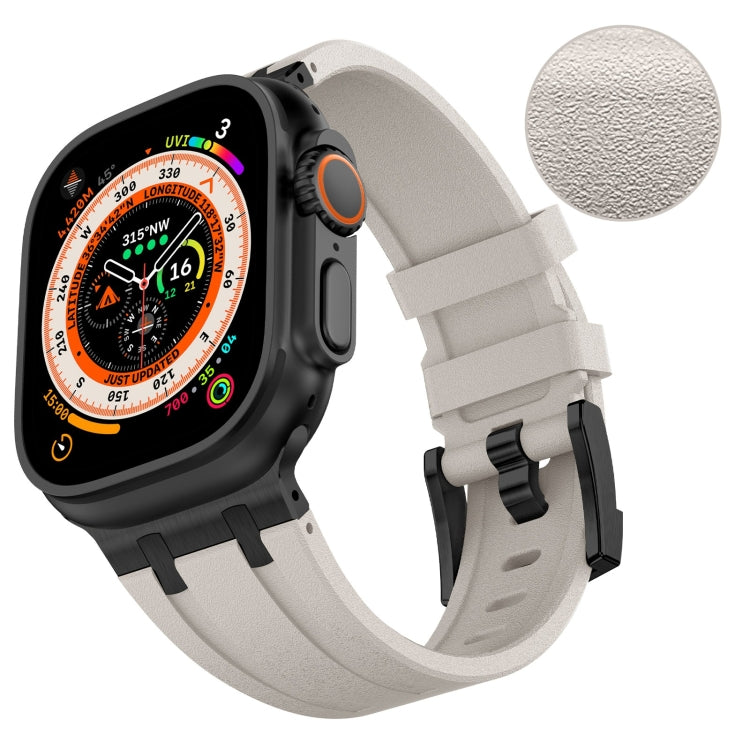 For Apple Watch Series 2 42mm Stone Grain Liquid Silicone Watch Band(Black Starlight) - Watch Bands by PMC TechLife | Online Shopping South Africa | PMC TechLife