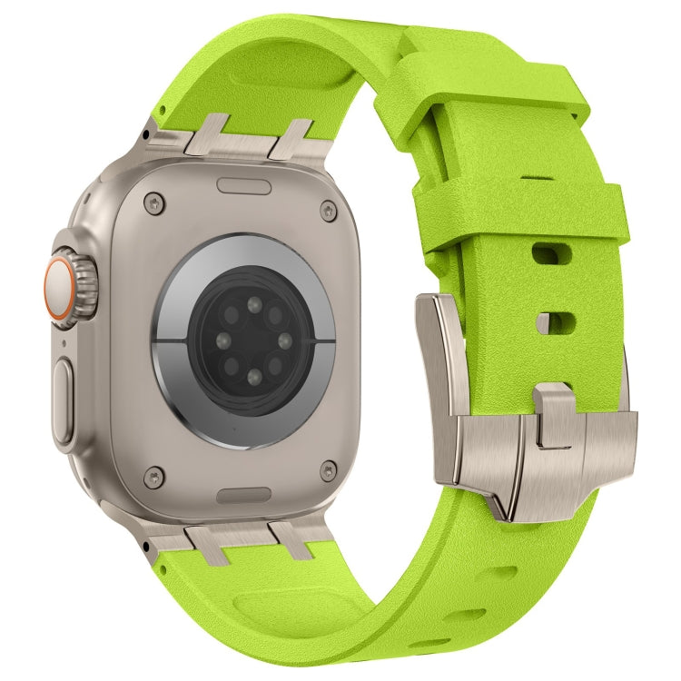 For Apple Watch Series 2 42mm Stone Grain Liquid Silicone Watch Band(Titanium Green) - Watch Bands by PMC TechLife | Online Shopping South Africa | PMC TechLife