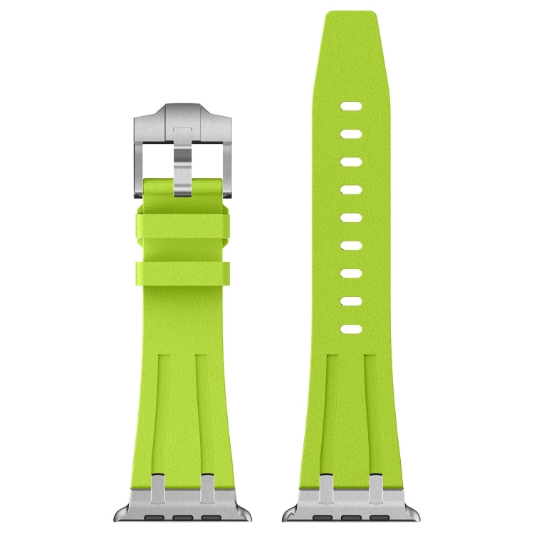 For Apple Watch Series 2 42mm Stone Grain Liquid Silicone Watch Band(Silver Green) - Watch Bands by PMC TechLife | Online Shopping South Africa | PMC TechLife