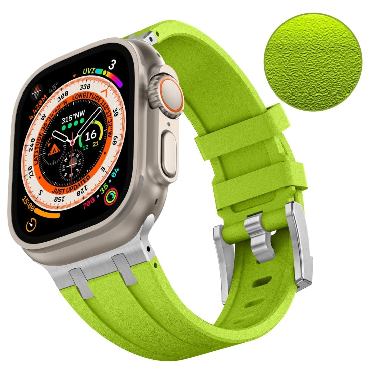 For Apple Watch Series 2 42mm Stone Grain Liquid Silicone Watch Band(Silver Green) - Watch Bands by PMC TechLife | Online Shopping South Africa | PMC TechLife