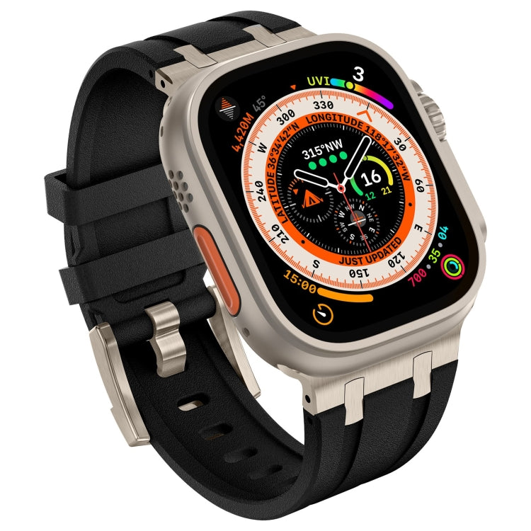 For Apple Watch 42mm Stone Grain Liquid Silicone Watch Band(Titanium Black) - free shipping - PMC TechLife - Order now!