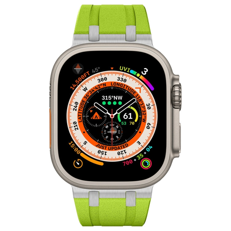 For Apple Watch 42mm Stone Grain Liquid Silicone Watch Band(Silver Green) - Watch Bands by PMC TechLife | Online Shopping South Africa | PMC TechLife