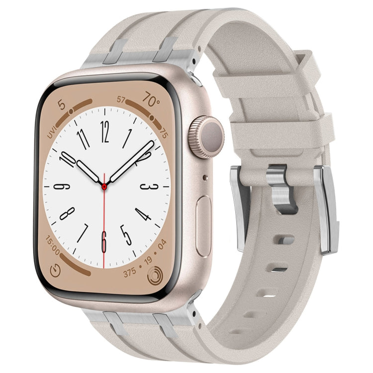 For Apple Watch 42mm Stone Grain Liquid Silicone Watch Band(Silver Starlight) - Watch Bands by PMC TechLife | Online Shopping South Africa | PMC TechLife