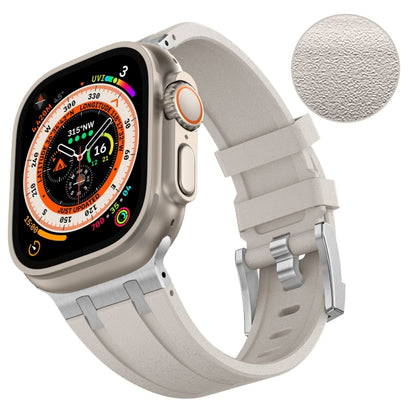 For Apple Watch 42mm Stone Grain Liquid Silicone Watch Band(Silver Starlight) - Watch Bands by PMC Jewellery | Online Shopping South Africa | PMC Jewellery