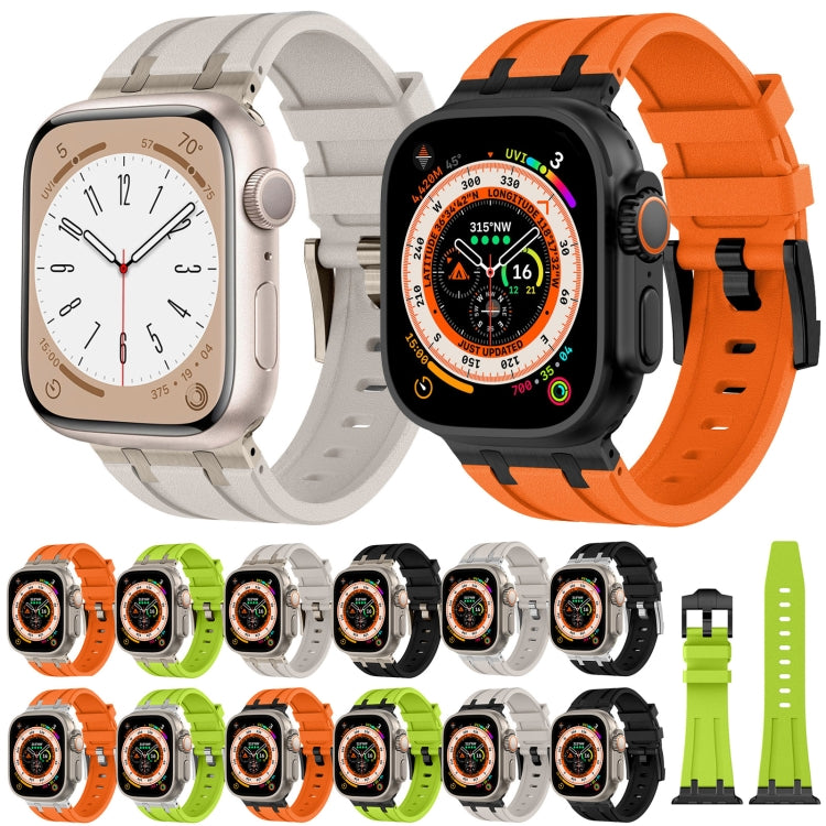 For Apple Watch SE 44mm Stone Grain Liquid Silicone Watch Band(Black Black) - Watch Bands by PMC TechLife | Online Shopping South Africa | PMC TechLife