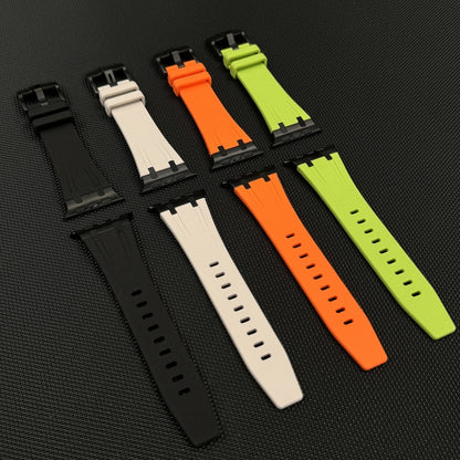 For Apple Watch Series 2 42mm Stone Grain Liquid Silicone Watch Band(Silver Black) - Watch Bands by PMC Jewellery | Online Shopping South Africa | PMC Jewellery