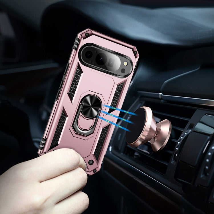 For Google Pixel 9 Shockproof TPU + PC Phone Case with Holder(Rose Gold) - Google Cases by PMC TechLife | Online Shopping South Africa | PMC TechLife | Buy Now Pay Later Mobicred