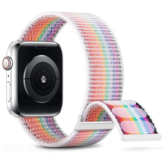 For Apple Watch SE 2023 44mm Dual Hook and Loop Nylon Watch Band(Rainbow) - Watch Bands by PMC Jewellery | Online Shopping South Africa | PMC Jewellery