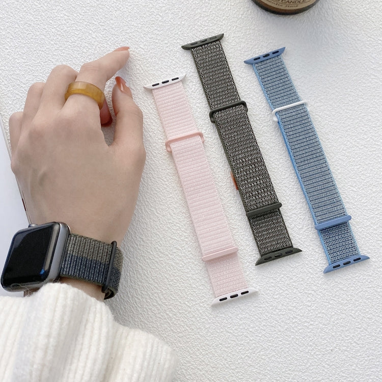 For Apple Watch SE 44mm Dual Hook and Loop Nylon Watch Band(Grey) - Watch Bands by PMC TechLife | Online Shopping South Africa | PMC TechLife