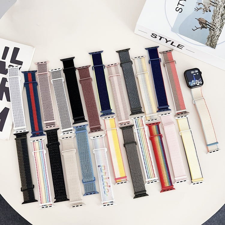 For Apple Watch SE 2023 44mm Dual Hook and Loop Nylon Watch Band(Seashell) - Watch Bands by PMC TechLife | Online Shopping South Africa | PMC TechLife