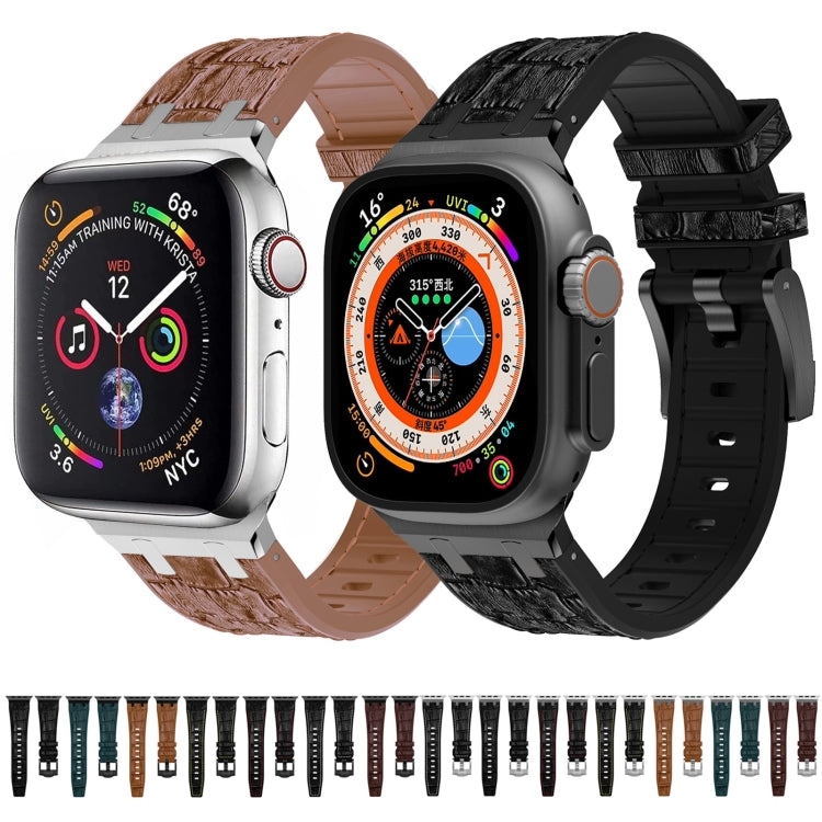 For Apple Watch 38mm Crocodile Texture Liquid Silicone Watch Band(Silver Red Black) - Watch Bands by PMC TechLife | Online Shopping South Africa | PMC TechLife