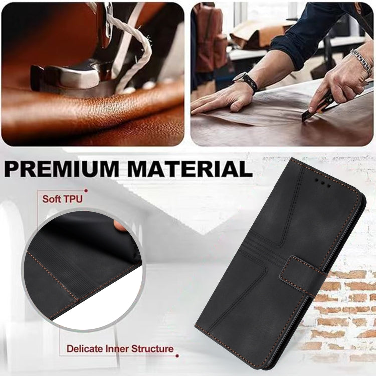 For iPhone 16 Triangle Solid Color Leather Phone Case(Black) - iPhone 16 Cases by PMC TechLife | Online Shopping South Africa | PMC TechLife | Buy Now Pay Later Mobicred