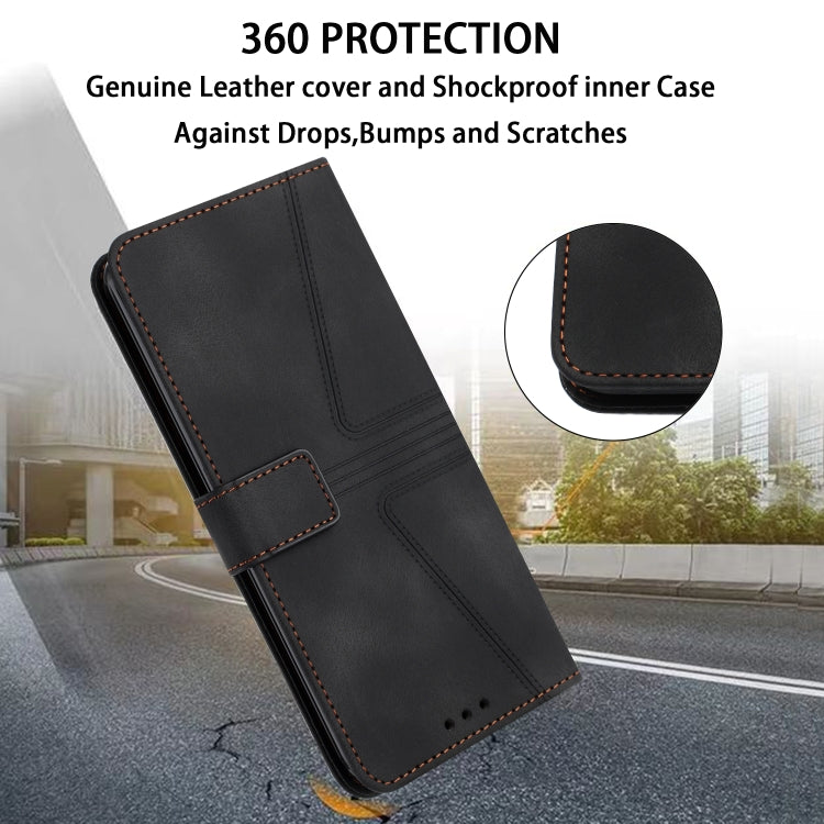 For iPhone 16 Triangle Solid Color Leather Phone Case(Black) - iPhone 16 Cases by PMC TechLife | Online Shopping South Africa | PMC TechLife | Buy Now Pay Later Mobicred