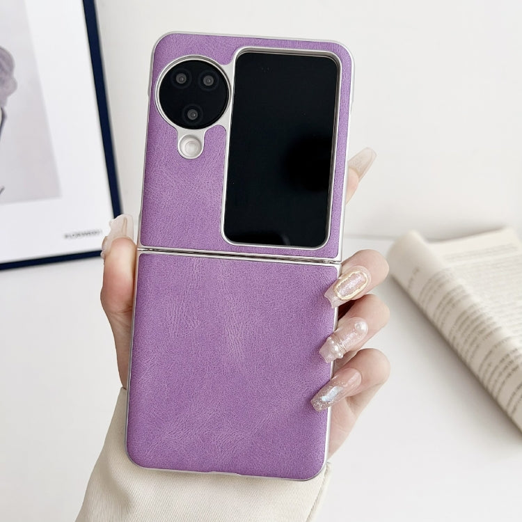 For OPPO Find N3 Flip Skin Feel Leather Texture Pearlescent Paint Shockproof Phone Case(Purple) - Find N3 Flip Cases by PMC Jewellery | Online Shopping South Africa | PMC Jewellery | Buy Now Pay Later Mobicred