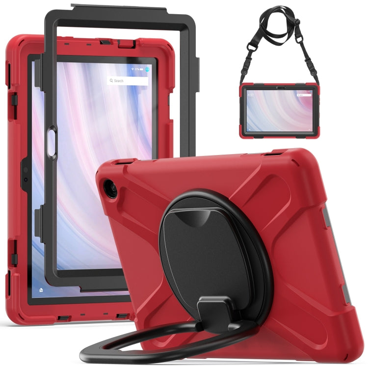 For Amazon Kindle Fire HD10 2023 Silicone Hybrid PC Tablet Case with Holder & Shoulder Strap(Red) - Amazon by PMC TechLife | Online Shopping South Africa | PMC TechLife | Buy Now Pay Later Mobicred