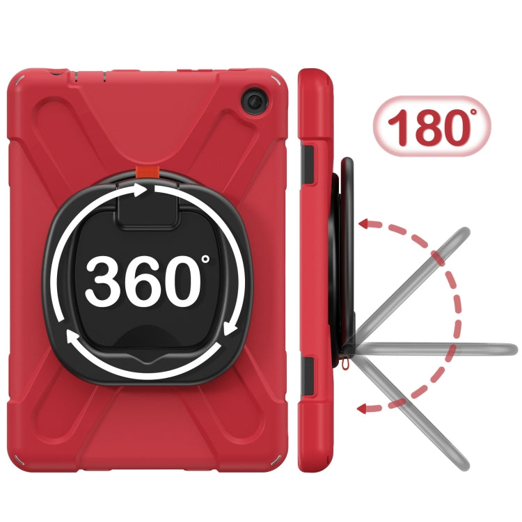 For Amazon Kindle Fire HD10 2023 Silicone Hybrid PC Tablet Case with Holder & Shoulder Strap(Red) - Amazon by PMC TechLife | Online Shopping South Africa | PMC TechLife | Buy Now Pay Later Mobicred