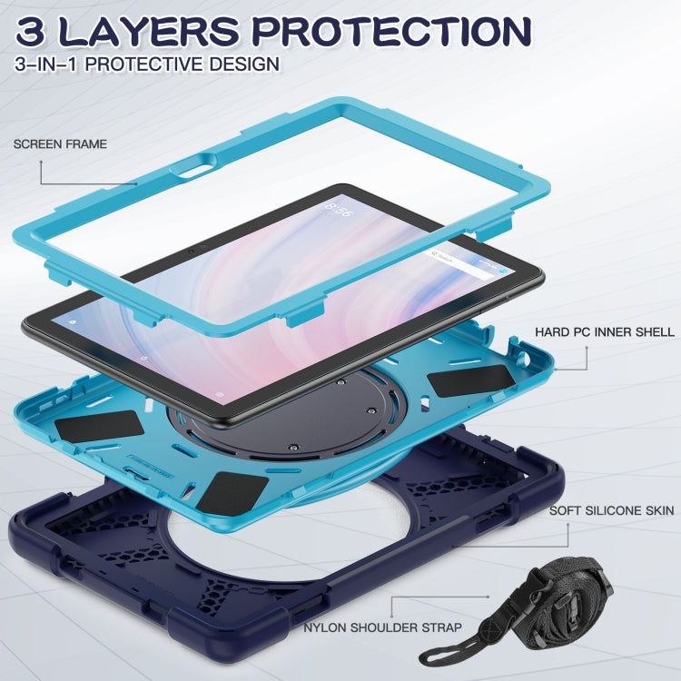 For Amazon Kindle Fire HD10 2023 Silicone Hybrid PC Tablet Case with Holder & Shoulder Strap(Navy Blue) - Amazon by PMC TechLife | Online Shopping South Africa | PMC TechLife | Buy Now Pay Later Mobicred