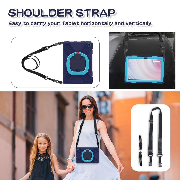 For Amazon Kindle Fire HD10 2023 Silicone Hybrid PC Tablet Case with Holder & Shoulder Strap(Navy Blue) - Amazon by PMC TechLife | Online Shopping South Africa | PMC TechLife | Buy Now Pay Later Mobicred