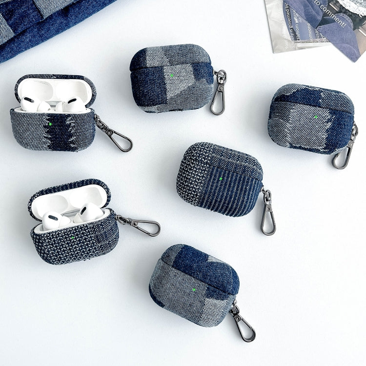 For AirPods Pro 2 Stitching Denim Cloth Bluetooth Earphone Protective Case(Dark Color Lightning) - For AirPods Pro 2 by PMC Jewellery | Online Shopping South Africa | PMC Jewellery | Buy Now Pay Later Mobicred