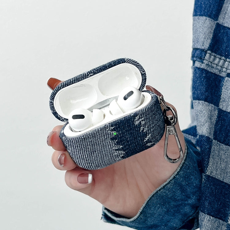 For AirPods Pro Stitching Denim Cloth Bluetooth Earphone Protective Case(Dark Color Lightning) - For AirPods Pro by PMC Jewellery | Online Shopping South Africa | PMC Jewellery | Buy Now Pay Later Mobicred