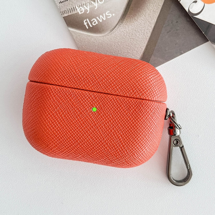 For AirPods 3 Cross Texture PU Leather Bluetooth Earphone Protective Case(Red) - For AirPods 3 by PMC Jewellery | Online Shopping South Africa | PMC Jewellery | Buy Now Pay Later Mobicred