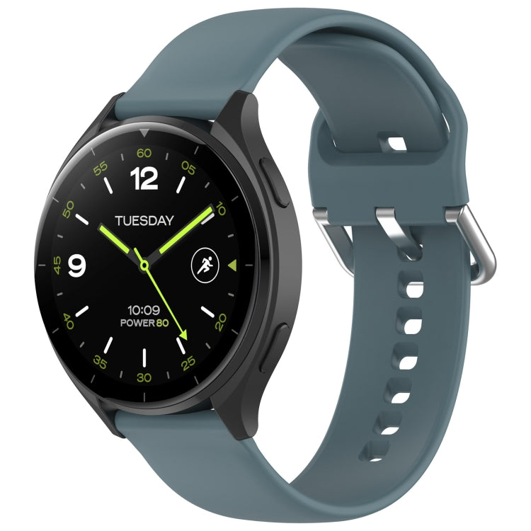 For Xiaomi Watch 2 Solid Color Metal Silver Buckle Silicone Watch Band, Size: S(Rock Blue) - Watch Bands by PMC TechLife | Online Shopping South Africa | PMC TechLife
