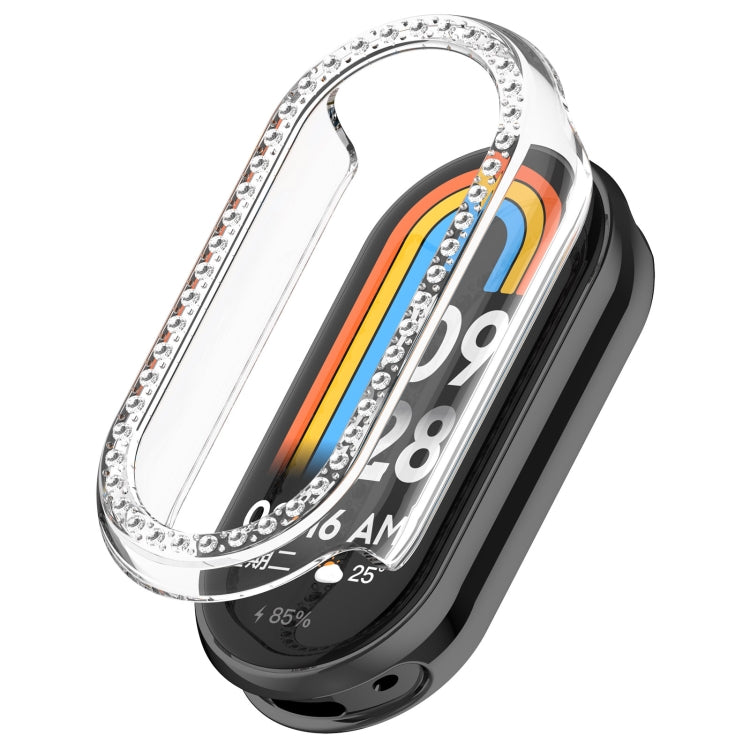 For Xiaomi Mi Band 8 Diamond Half Pack Hollow PC Watch Protective Case(Transparent) - Watch Cases by PMC Jewellery | Online Shopping South Africa | PMC Jewellery