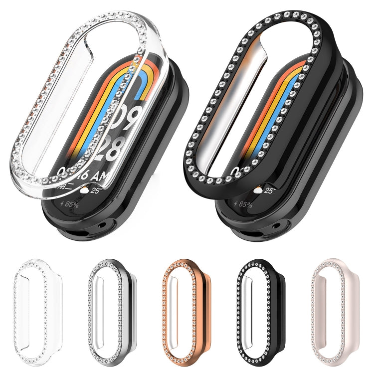 For Xiaomi Mi Band 8 Diamond Half Pack Hollow PC Watch Protective Case(Transparent) - Watch Cases by PMC Jewellery | Online Shopping South Africa | PMC Jewellery