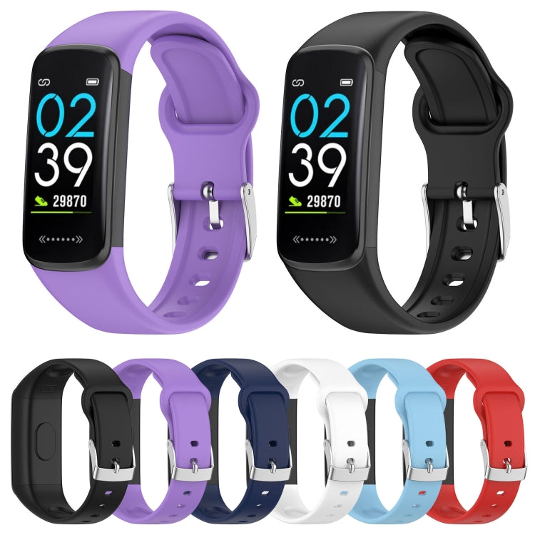 For Mambo Band 6S Solid Color Silver Buckle Silicone Watch Band(Purple) - Watch Bands by PMC TechLife | Online Shopping South Africa | PMC TechLife