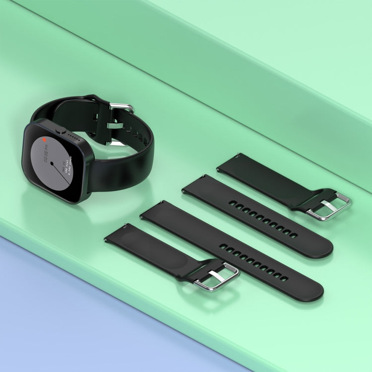 For CMF Watch Pro D395 / Watch Pro 2 22mm Solid Color Silver Buckle Silicone Watch Band, Size:L(Black) - Watch Bands by PMC TechLife | Online Shopping South Africa | PMC TechLife | Buy Now Pay Later Mobicred