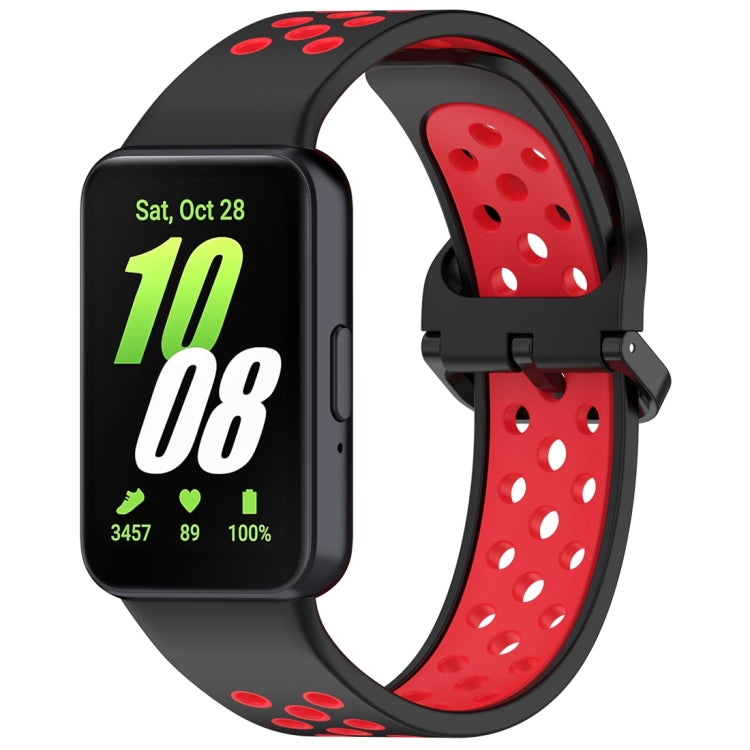 For Samsung Galaxy Fit 3 Two Color Breathable Silicone Watch Band(Black Red) - Watch Bands by PMC Jewellery | Online Shopping South Africa | PMC Jewellery