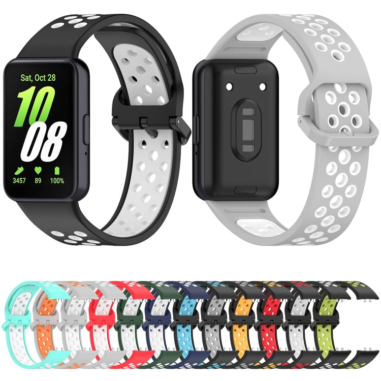 For Samsung Galaxy Fit 3 Two Color Breathable Silicone Watch Band(Black Grey) - Watch Bands by PMC TechLife | Online Shopping South Africa | PMC TechLife
