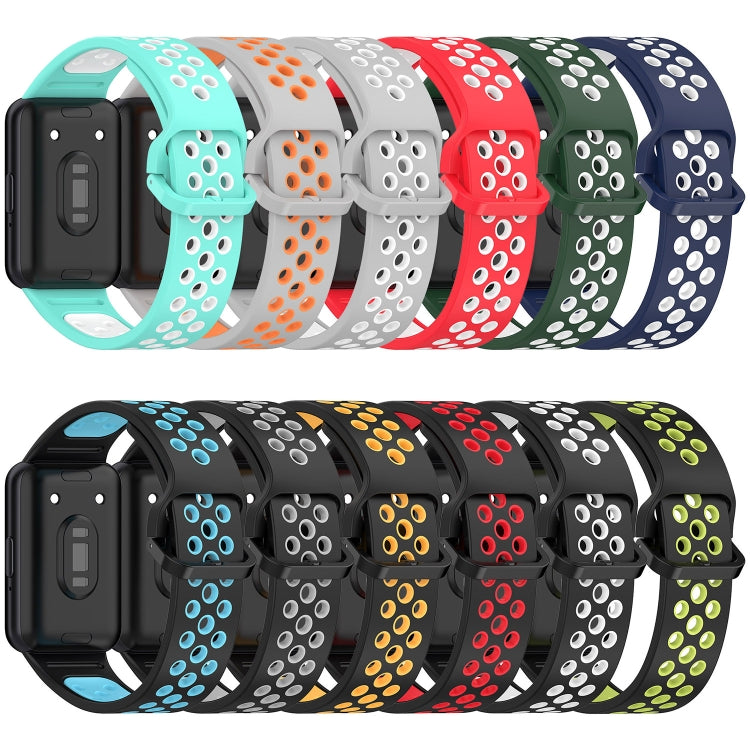 For Samsung Galaxy Fit 3 Two Color Breathable Silicone Watch Band(Black Grey) - Watch Bands by PMC TechLife | Online Shopping South Africa | PMC TechLife