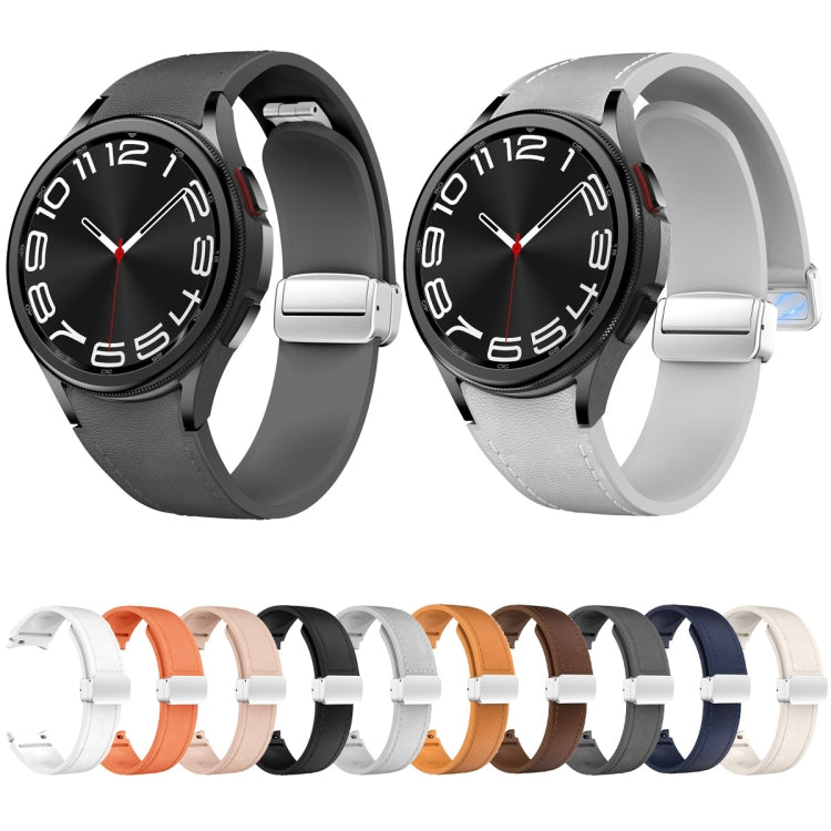For Samsung Galaxy Watch 6 Magnetic Silver Buckle Leather Silicone Watch Band(Space Grey) - Watch Bands by PMC TechLife | Online Shopping South Africa | PMC TechLife