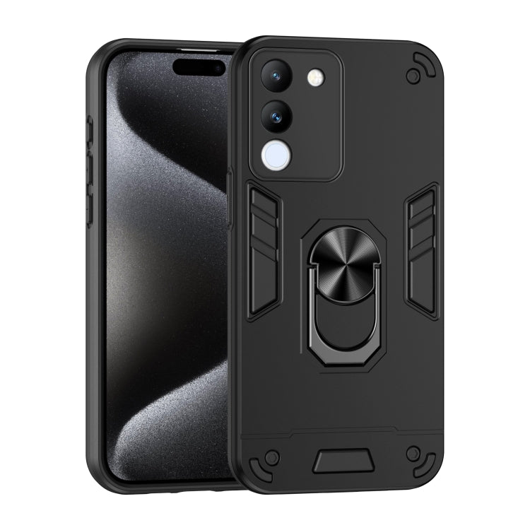 For vivo V29e 5G Shockproof Metal Ring Holder Phone Case(Black) - free shipping - PMC TechLife - Order now!