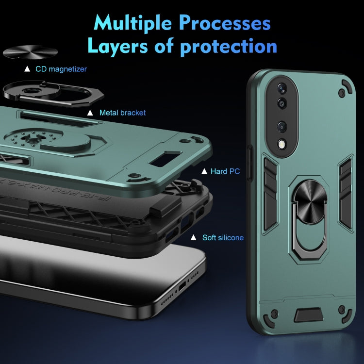 For Honor X7b Shockproof Metal Ring Holder Phone Case(Green) - free shipping - PMC TechLife - Order now!