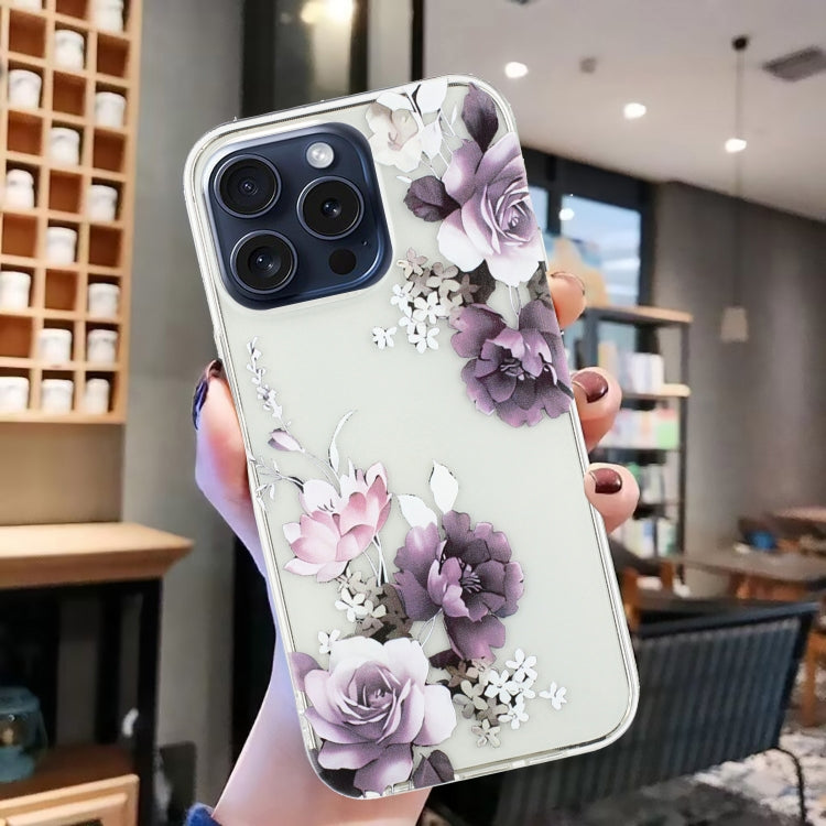 For iPhone 16 Pro Colorful Painting Pattern TPU Phone Case(Peony) - iPhone 16 Pro Cases by PMC TechLife | Online Shopping South Africa | PMC TechLife | Buy Now Pay Later Mobicred