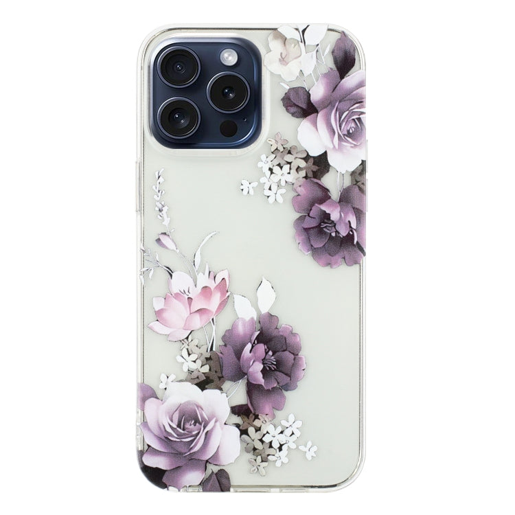 For iPhone 16 Pro Colorful Painting Pattern TPU Phone Case(Peony) - iPhone 16 Pro Cases by PMC TechLife | Online Shopping South Africa | PMC TechLife | Buy Now Pay Later Mobicred