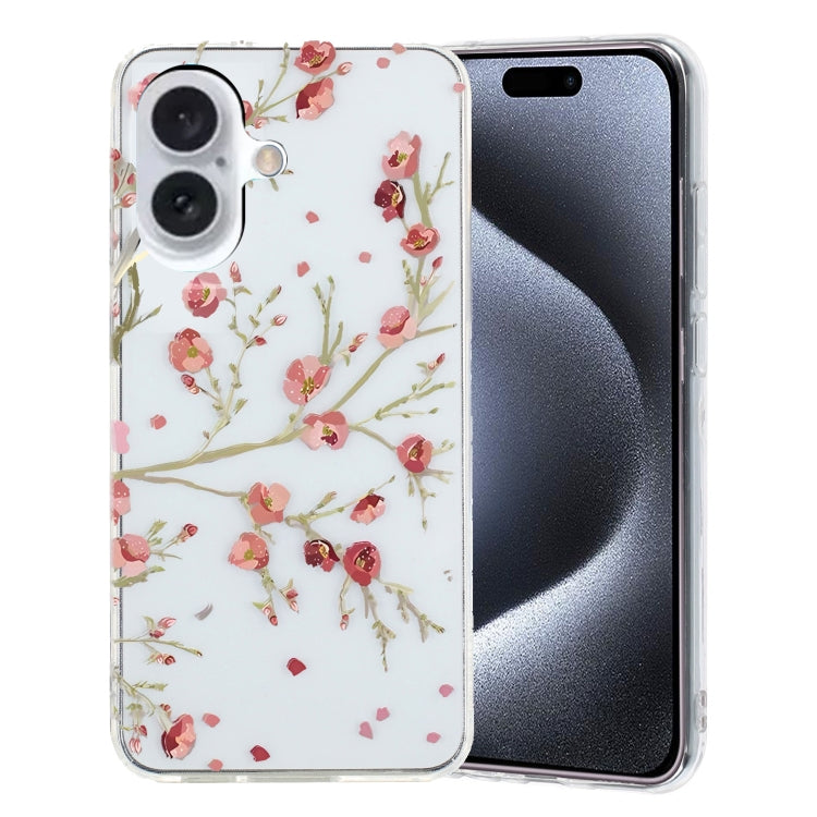 For iPhone 16 Plus Colorful Painting Pattern TPU Phone Case(Red Flowers) - iPhone 16 Plus Cases by PMC TechLife | Online Shopping South Africa | PMC TechLife | Buy Now Pay Later Mobicred