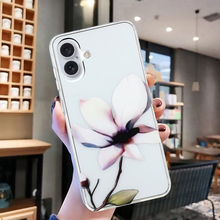 For iPhone 16 Colorful Painting Pattern TPU Phone Case(White Flowers) - iPhone 16 Cases by PMC Jewellery | Online Shopping South Africa | PMC Jewellery | Buy Now Pay Later Mobicred