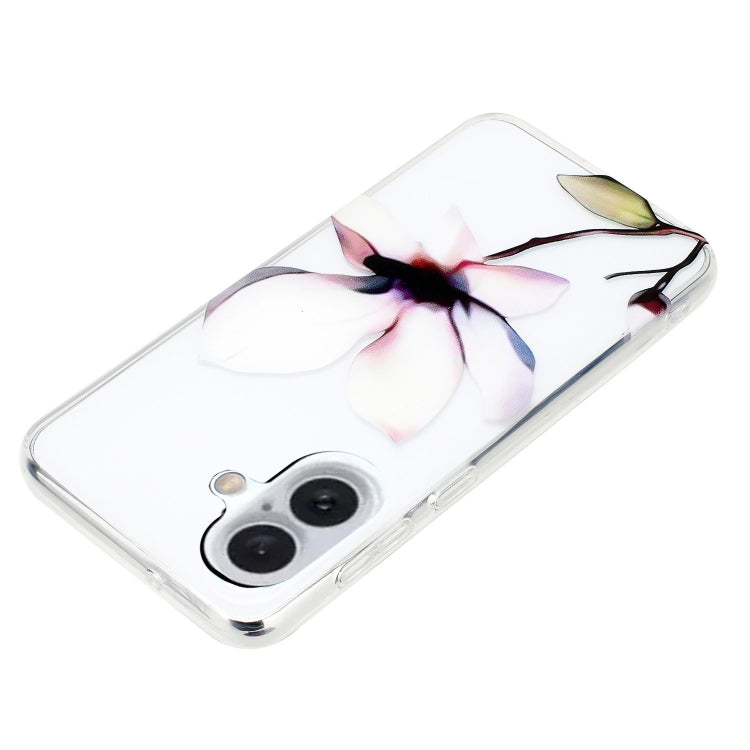 For iPhone 16 Colorful Painting Pattern TPU Phone Case(White Flowers) - iPhone 16 Cases by PMC TechLife | Online Shopping South Africa | PMC TechLife | Buy Now Pay Later Mobicred