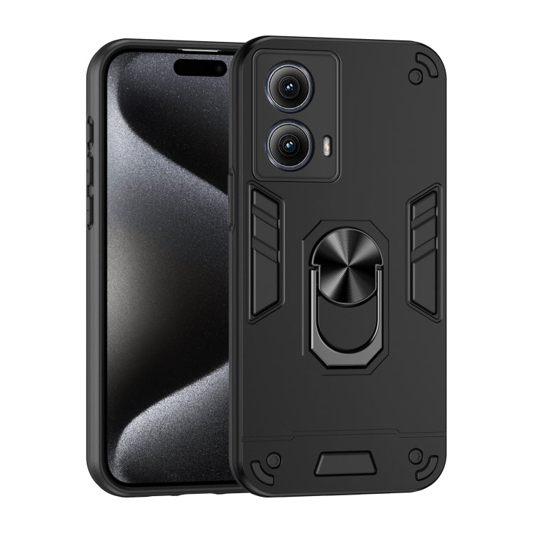 For Motorola Edge 2024 Shockproof Metal Ring Holder Phone Case(Black) - Motorola Cases by PMC Jewellery | Online Shopping South Africa | PMC Jewellery | Buy Now Pay Later Mobicred