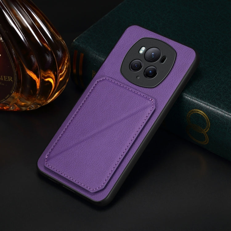 For Honor Magic6 Pro 5G D04 Calf Texture Dual Card Slot Holder Phone Case(Purple) - Honor Cases by PMC Jewellery | Online Shopping South Africa | PMC Jewellery | Buy Now Pay Later Mobicred