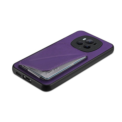 For Honor Magic6 Pro 5G D04 Calf Texture Dual Card Slot Holder Phone Case(Purple) - Honor Cases by PMC Jewellery | Online Shopping South Africa | PMC Jewellery | Buy Now Pay Later Mobicred