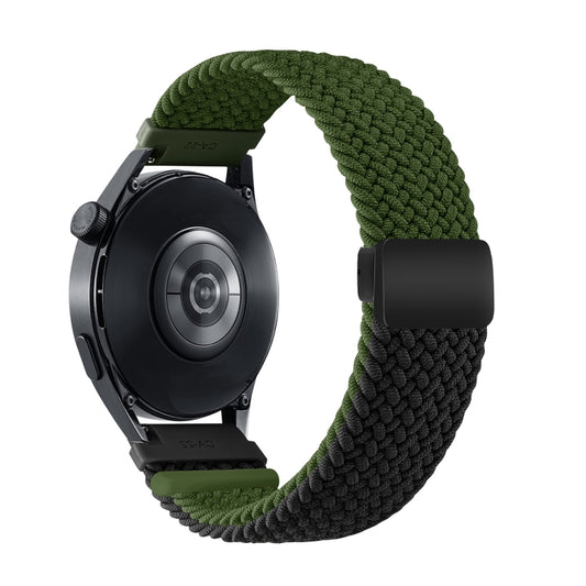 18mm Two-color Magnetic Braided Nylon Watch Band(Olive Black) - 18mm Bands by PMC Jewellery | Online Shopping South Africa | PMC Jewellery | Buy Now Pay Later Mobicred