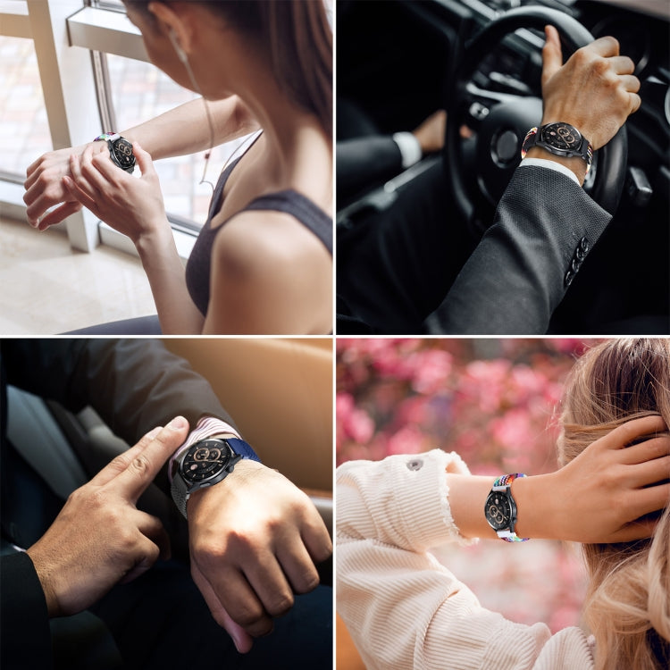 20mm Two-color Magnetic Braided Nylon Watch Band(White Black Rainbow) - 20mm Bands by PMC TechLife | Online Shopping South Africa | PMC TechLife