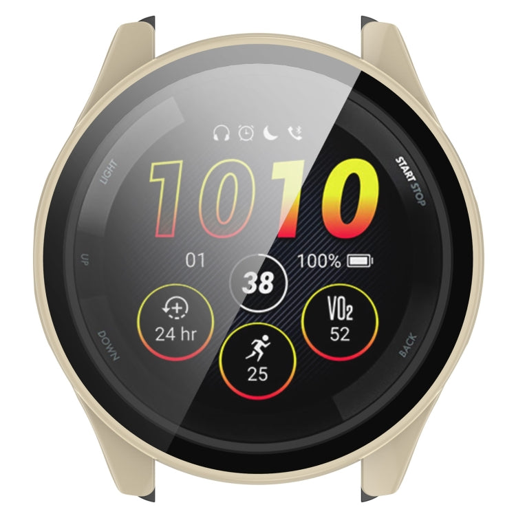 For Garmin Forerunner 165 / 165 Music PC + Tempered Film Integrated Watch Protective Case(Ivory White) - Watch Cases by PMC TechLife | Online Shopping South Africa | PMC TechLife