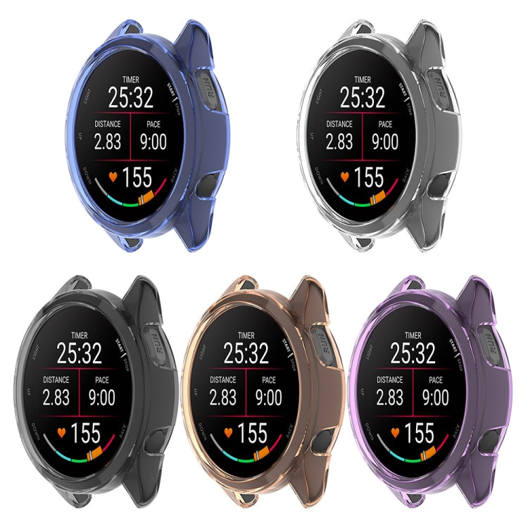 For Garmin Forerunner 165 / 165 Music Half Pack Hollow TPU Watch Protective Case(Transparent Black) - Watch Cases by PMC Jewellery | Online Shopping South Africa | PMC Jewellery