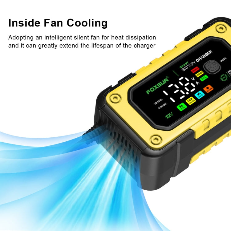 FOXSUR 7A 12V Car / Motorcycle Smart Battery Charger, Plug Type:US Plug(Yellow) - free shipping - PMC TechLife - Order now!