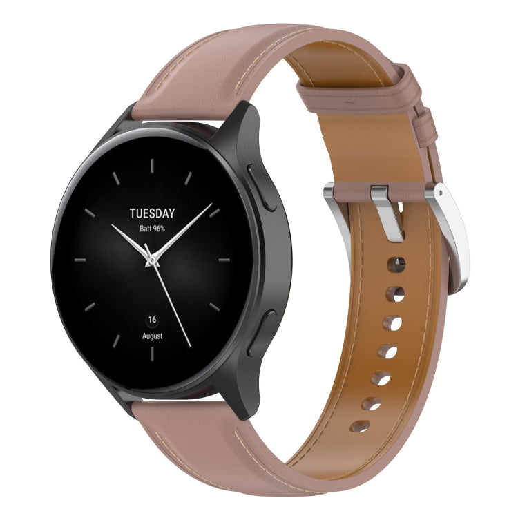 For Xiaomi Watch 2 22mm Genuine Leather Watch Band(Dark Pink) - Watch Bands by PMC TechLife | Online Shopping South Africa | PMC TechLife